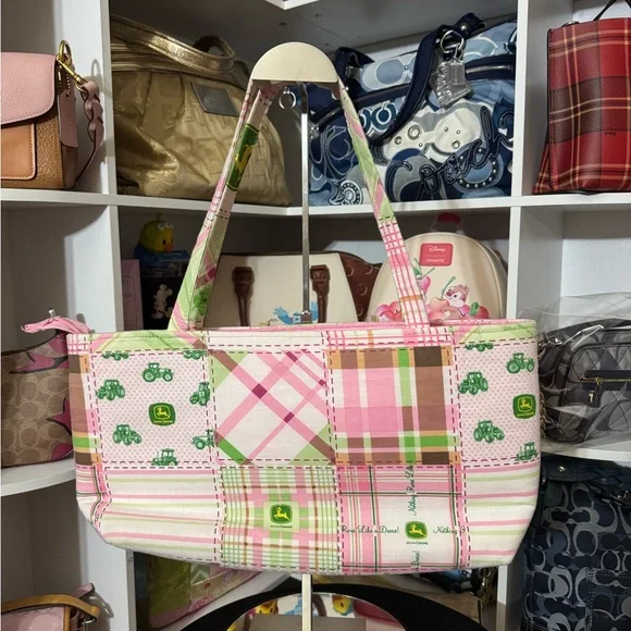 John Deere Pink and Green Patchwork Tote Bag - Picture 2 of 7